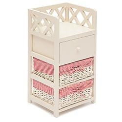 Тумба с ящиком Secret De Maison CAGE 3 ( mod. 4339 ) paulownia, мдф, 34x30x69см, butter white (слоновая кость), ткань - красная клетка 