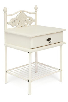 Тумба прикроватная CANZONA металл/гевея, 51х43х82см, Белый (butter white) 