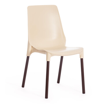 Стул GENIUS (mod 75) металл/пластик, 46x56x84cм, бежевый/коричневые ножки 