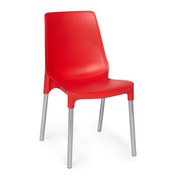 Стул GENIUS (mod 75) металл/пластик, 46x56x84cм, красный/ножки хром 