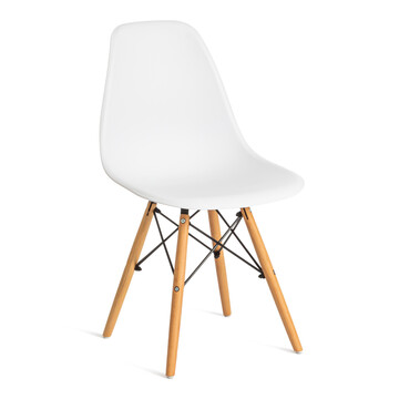 Стул CINDY (EAMES) (mod. 001) дерево бук/металл/сиденье пластик, 51x46x82см, white (белый) 