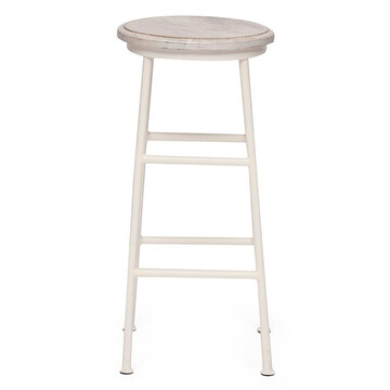 Стул барный Secret De Maison RIVIERA ( mod.2172) металл/дерево манго, 34х34х75см, Antique white/white wash 