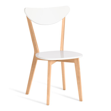Стул жесткое сиденье MAXI (Макси) каркас бук, сиденье, спинка - мдф, 86 х 48.5 х 54.5 см, Белый+Натуральный ( Бук) 