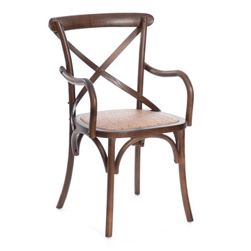 Стул с подлокотниками CROSS (mod.CB2008) дерево береза, 91х55х52см, Темный Орех (№5) 