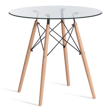 Стол CINDY GLASS (mod.80GLASS) металл/стекло, прозрачный, D80х75см 