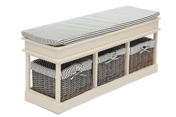 Обувница с 3-я корзинами и ящиком Secret De Maison SEIGE ( mod. SH-82301 ) paulownia, мдф, 110x35x50см, butter white (слоновая кость) 