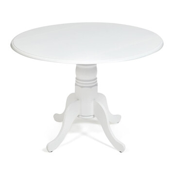 Cтол обеденный CLIFF (mod. 4242PE-30 WH-T/B) дерево гевея, МДФ, D 107 х 76 см, белый 