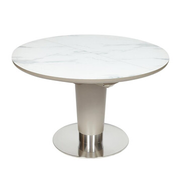 Стол LUNA ( mod. 8064 ) металл/мдф/стекло 6 мм, 120+40x120x75 см, белый/серый/хром 