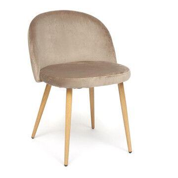 Стул MELODY (mod. 4997) металл/вельвет, 52х49х78см, серо-бежевый/натуральное дерево 