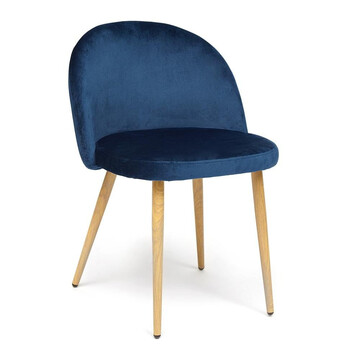Стул MELODY (mod. 4997) металл/вельвет, 52х49х78см, темно-синий/натуральное дерево 