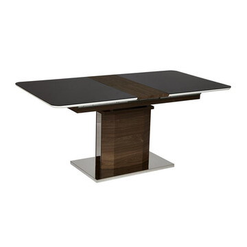 Стол RADCLIFFE ( Mod. EDT-VG002) мдф high glossy, закаленное стекло, 120/150x80x75, коричневый, стекло черное 