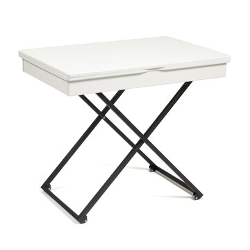 Стол универсальный трансформируемый MERIDIAN МДФ/металл, 85*50*57,5см/ 110,2*85*57,5 см, Белый, основание черное 