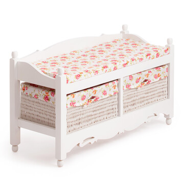 Обувница с 2-я корзинами Secret De Maison RIMI ( mod.TT-BH003 ) МДФ+Павловния, 80*33*47, Белый (White) 