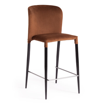 Стул полубарный ALVOR (mod. 715пб) ткань/металл, 44х55х99 см, высота до сиденья 67 см, коричневый barkhat 11/черный 