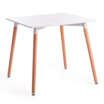 Стол JOHN (mod. T1003) МДФ/дерево, 80 х 80 х 75 см , White (Белый) / Natural (натуральный) 