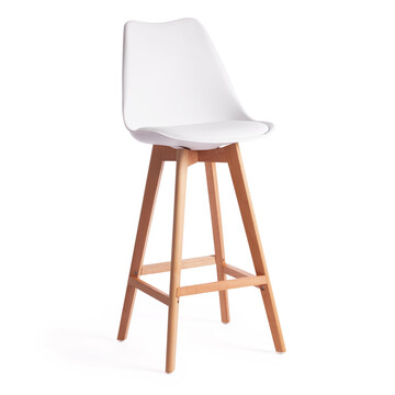 Стул барный TULIP BAR (mod. C1014H) пластик/дерево, 57 х 48 х 104 см, белый 018 /натуральный 