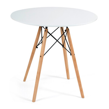 Стол CINDY NEXT (mod. 70-80 MDF) металл/мдф/бук, белый/натуральный, D70х75см 