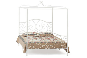Кровать c балдахином HESTIA металл, 160*200 см (Queen bed), white (белый) 