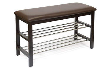 Обувница SR-0628 дерево/металл/экокожа, 81х31х49см, коричневый 