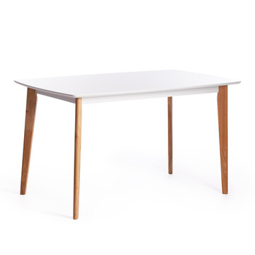 Стол обеденный Claire дерево гевея, МДФ, 135 x 80 x 75см, White (Белый) / Natural (натуральный) 