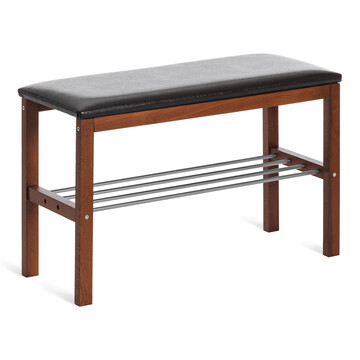 Обувница BERYL дерево / экокожа, 67*31*49 см, темный орех/коричневый 