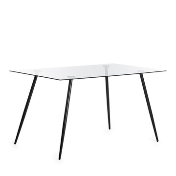 Стол SOPHIA (mod. 5003) металл/стекло (8мм), 140 х 80 х 75 см, черный / прозрачный 