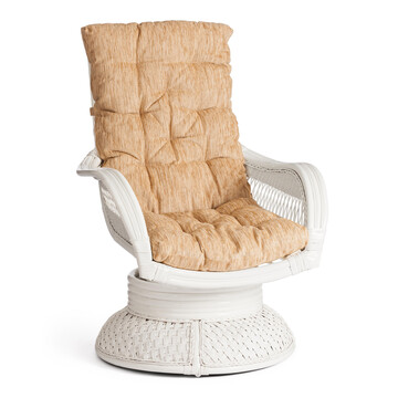 Кресло-качалка "ANDREA Relax Medium" /с подушкой/ 74х82х100 см, TCH White (белый), Ткань рубчик, цвет кремовый 