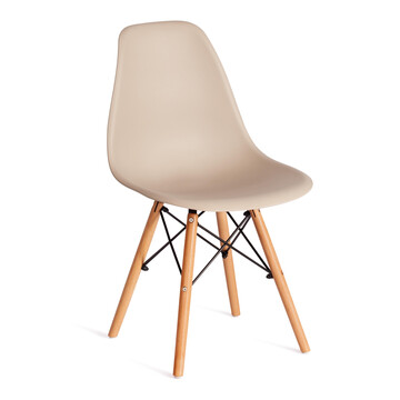 Стул CINDY (EAMES) (mod. 1801) дерево бук/металл/сиденье пластик, 45x51x82 см, Beige (Бежевый) 