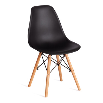 Стул CINDY (EAMES) (mod. 1801) дерево бук/металл/сиденье пластик, 45x51x82 см, Black (черный) 