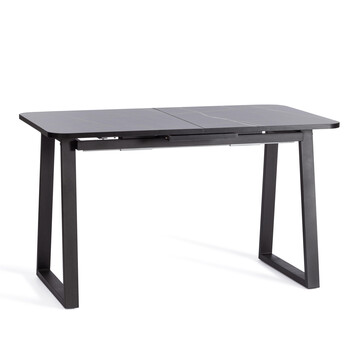 Стол MALTIDO ЛДСП/HPL/металл, 130 х 75+30 х 75 см, Мрамор чёрный/чёрный 