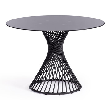Стол BERTOIA (mod. GT21) металл/стекло (8мм), Black (черный), 110 х 110 х 75 см 