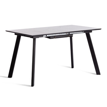 Стол обеденный DARWIN МДФ HPL 0,6 мм/металл, 80х130-170х75 см, Жемчужный перито/чёрный 