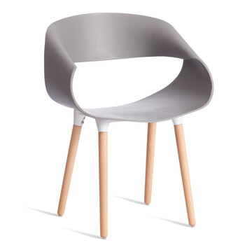 Стул QXX (mod. C1058-1) / 1 шт. в упаковке пластик/дерево, 60 х 53 х 81 см, Grey (серый) 92717 / натуральный 