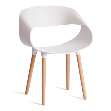 Стул QXX (mod. C1058-1) / 1 шт. в упаковке пластик/дерево, 60 х 53 х 81 см, White (Белый) 70029/ натуральный 