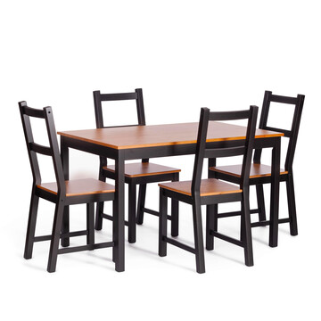 Обеденный комплект Соната (стол + 4 стула) / Sonata dining set массив сосны, стол: 120х75х73см  стул :41х50х95см, антик/чёрный 
