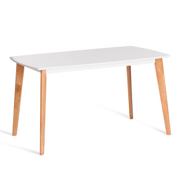 Стол обеденный Claire столешница МДФ, опоры дерево гевея, белый / натуральное дерево, 135 x 80 x 75см 