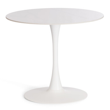 Стол обеденный Tulip/Тулип столешница керамика (глянцевая) / опоры металл, белый/белый, 90х75 см 