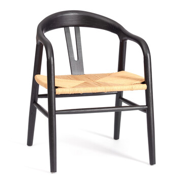 Стул VALI дерево вяз/бечевка, черный, 50х46х77 см 