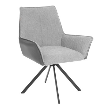 Кресло Murano/Мурано опора 360, велюр/букле (HYP)/Экокожа, светло-серый/графит 