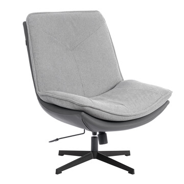 Кресло лаунж Cosmo/Космо велюр/букле (HYP)/экокожа, светло-серый/графит 