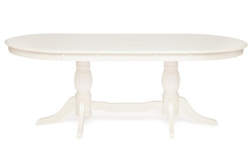 Стол обеденный LORENZO (Лоренцо) дерево гевея/мдф, 160+46x107x76 cm, pure white (402) 