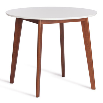 Стол обеденный BOSCO (Боско) основание бук, столешница мдф, D900, Белый + Коричневый 