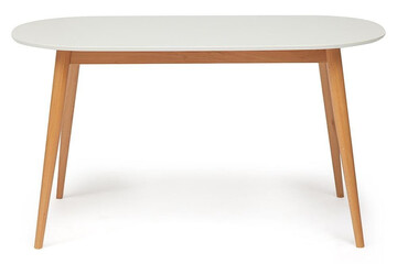 Стол обеденный MAX (Макс) основание бук, столешница мдф, 140 х 80 х 75см, Белый+Натуральный ( Бук) 