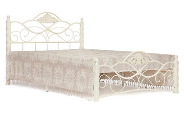 Кровать CANZONA дерево гевея/металл, 140*200 см (Double bed), Белый (butter white) 
