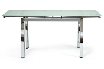 Стол CAMPANA ( mod. 346 ) металл/стекло (8мм), 110/170 х 70 х 76 см, хром/белый 